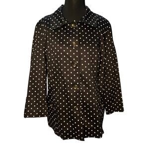 ATTYRE New York Polka Dot Button Front Jacket Blazer Corporate Chic Women L